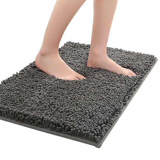 Plush Chenille Bath Mat Set (3-Piece)-Thick, Absorbent & Machine Washable