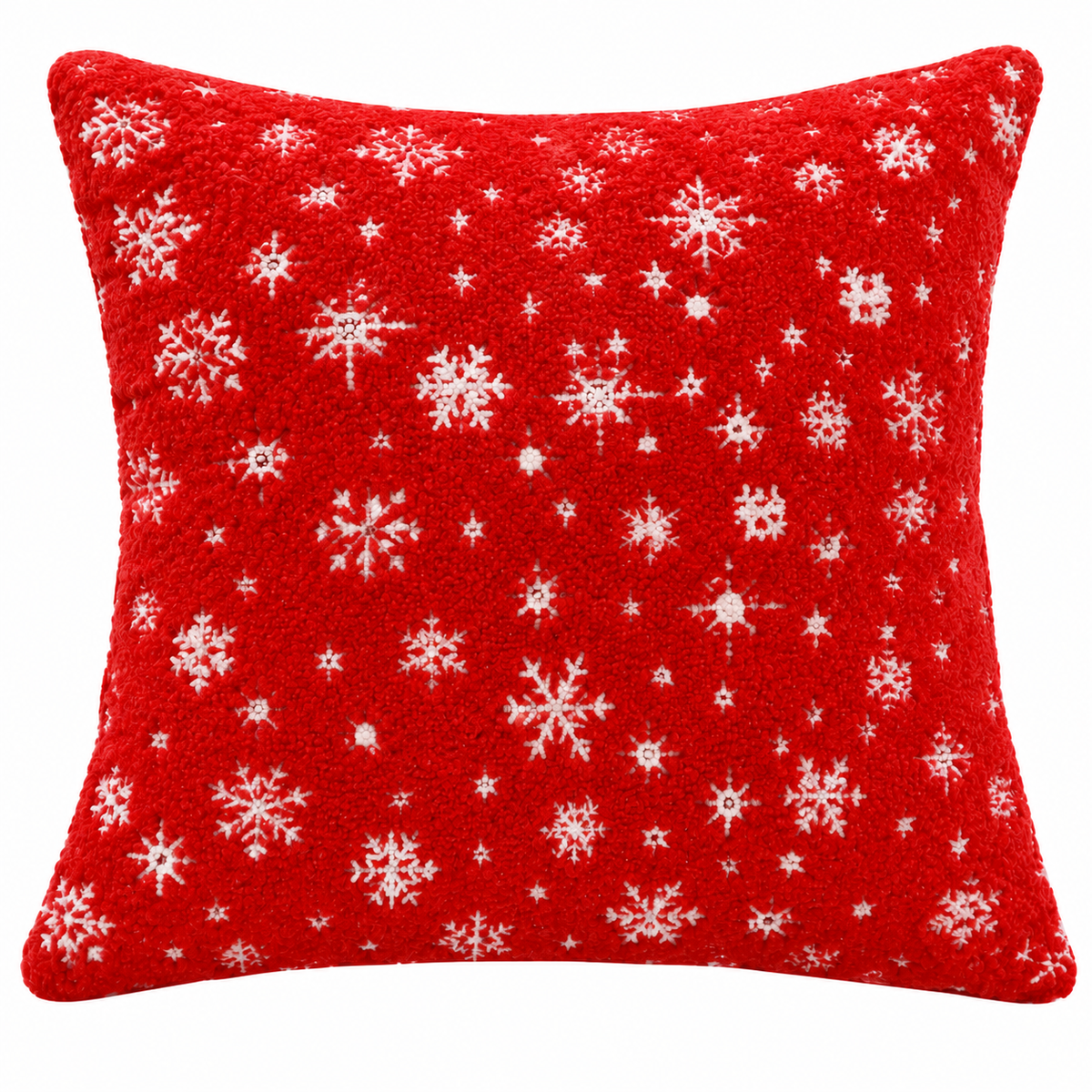 Red Snowflake Pillow Cover (20"L × 20"W)