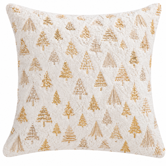 White Xmas Tree Pillow Cover (18"L × 18"W)
