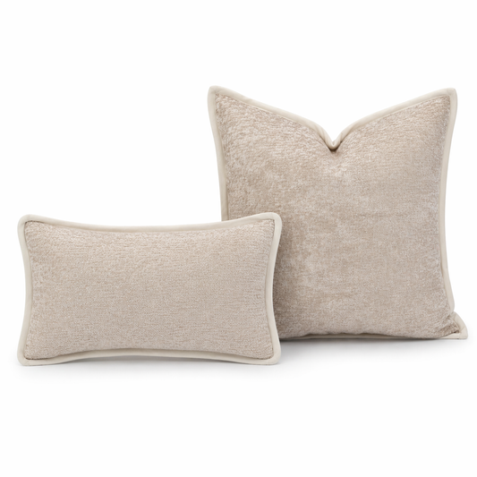 Velvet-Piped Chenille Pillow Cover-Elevated Trim Detail (Cover Only)
