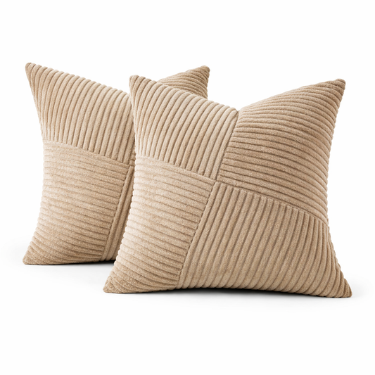 Diagonal Cross-Texture Corduroy Pillow Cover-Modern Weave Look