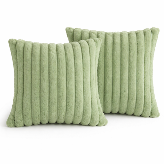 RidgePlush Ribbed Plush Pillow Cover-Faux Rabbit-Soft Texture