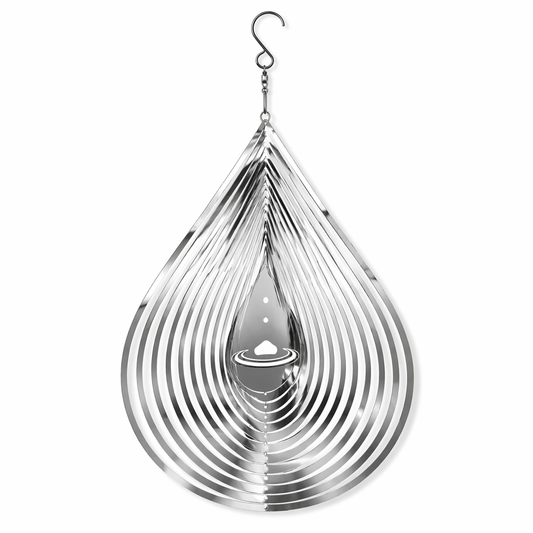 Teardrop Wind Spinner-Mirror Silver or Aurora Blue-Purple (Stainless Steel)
