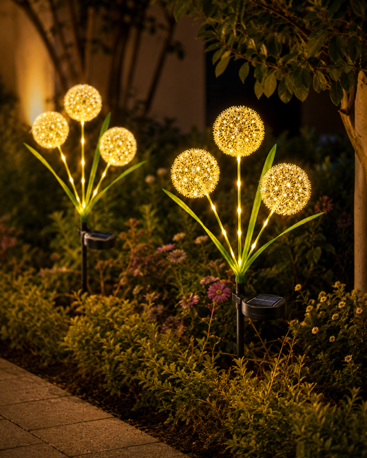 Solar Dandelion Cluster Stake Light-Sparkling Garden Glow, 75 cm Tall