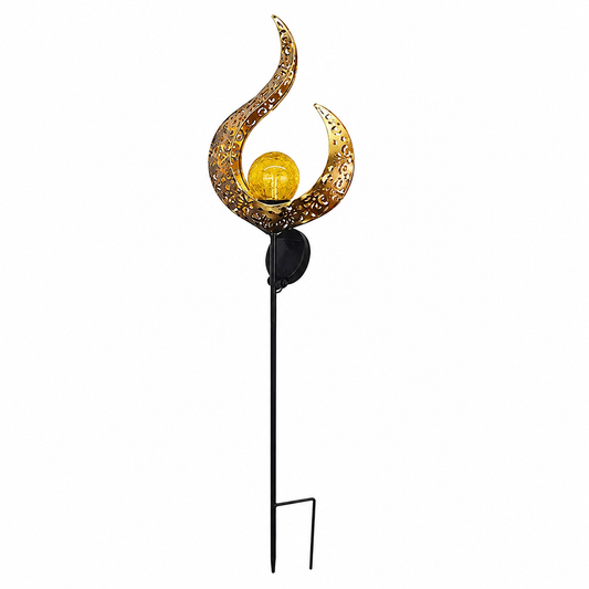 Solar Crescent Flame Stake Light-Moroccan