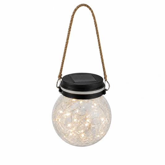 Solar Crackle Glass Hanging Bulb-Warm Decorative Outdoor Lantern