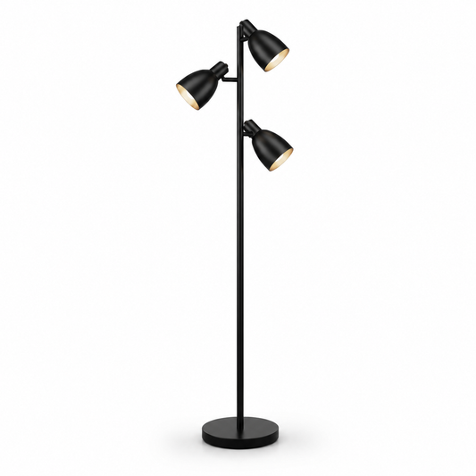 Trio Spotlight Floor Lamp-Black Iron, 3 Adjustable Heads