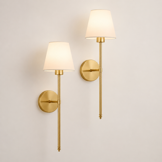 Cordless Brass Wall Sconces with Rechargeable Bulbs & Remote Control (Set of 2)