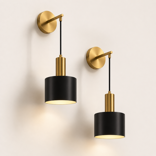 Cordless Drum Wall Sconce Set of 2