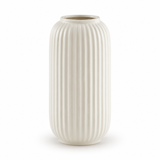 Ivory Ribbed Ceramic Bud Vase