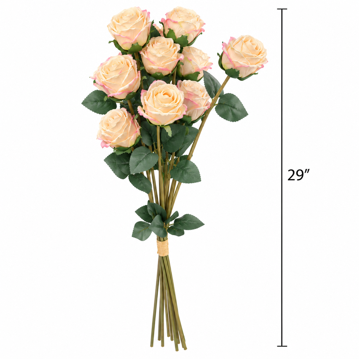 Champagne Long Stem Artificial Roses (10 Stems)