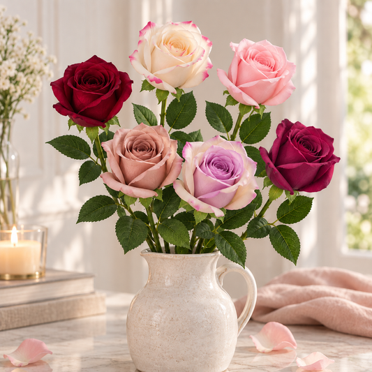 Faux Small Rose Stem (22 in H)