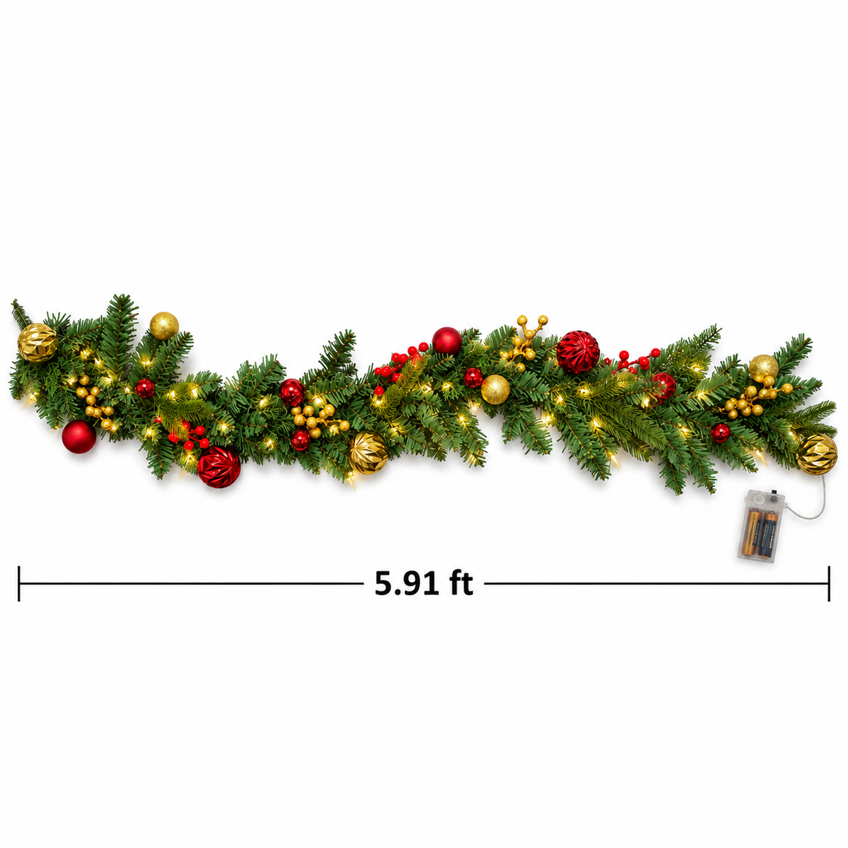 Lighted Ball Christmas Garland (5.91 ft L)