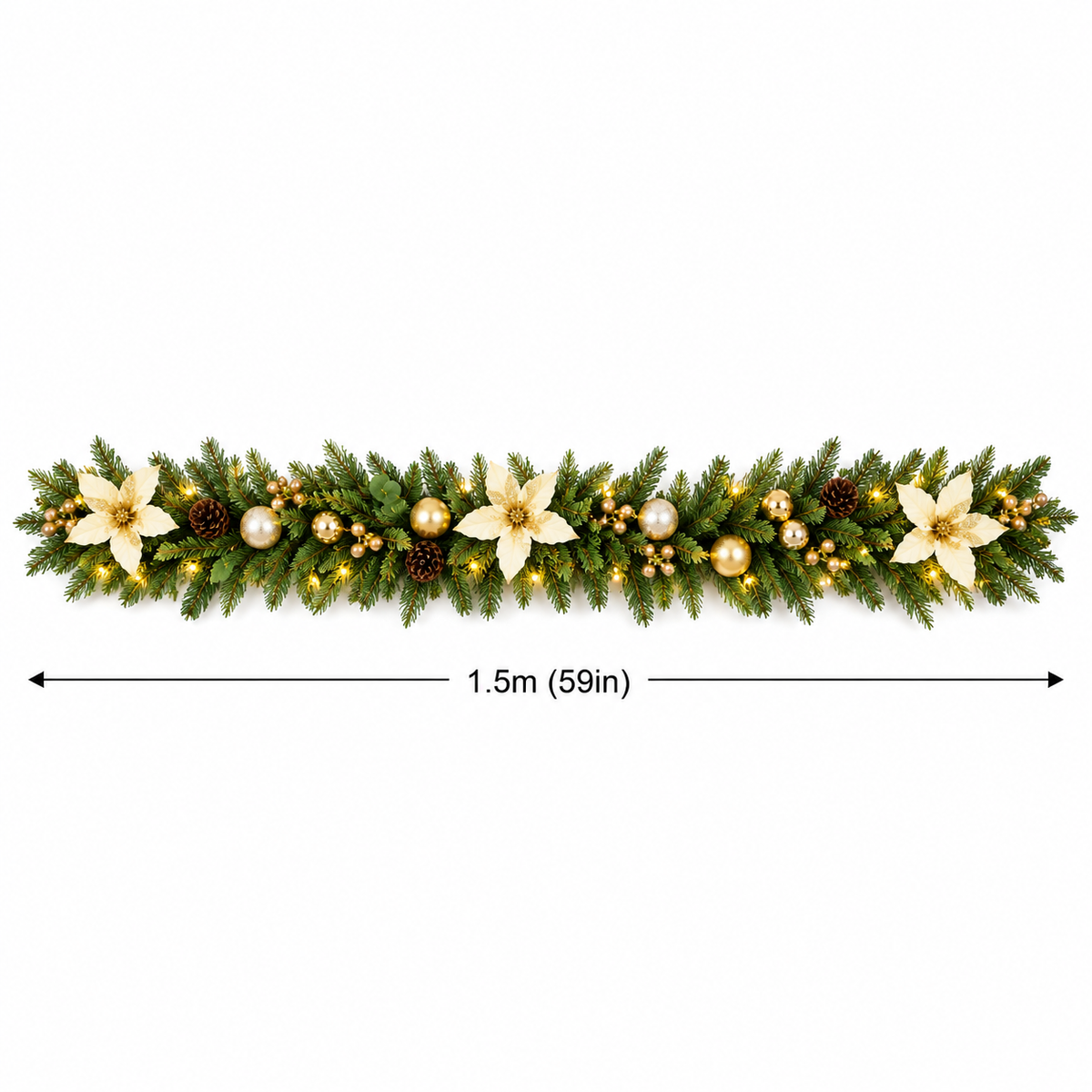 Golden Flower Christmas Garland (4.94 ft L)