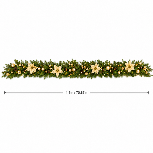 Golden Flower Christmas Garland (5.91 ft L)