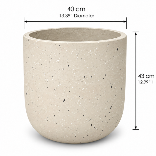 Beige Dotted Flower Pot (15.75"D×16.93"H)