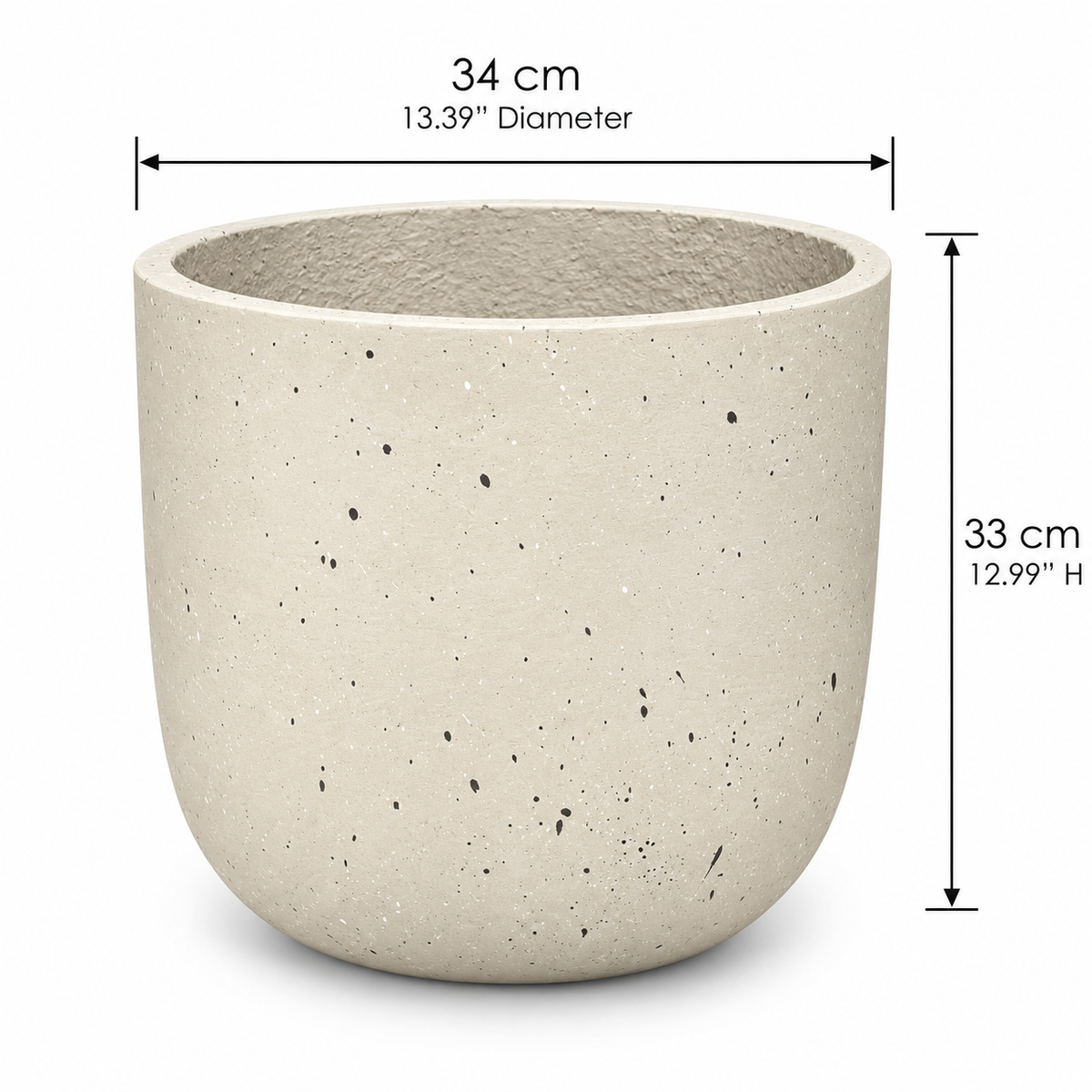 Beige Dotted Flower Pot (13.39"D×12.99"H)