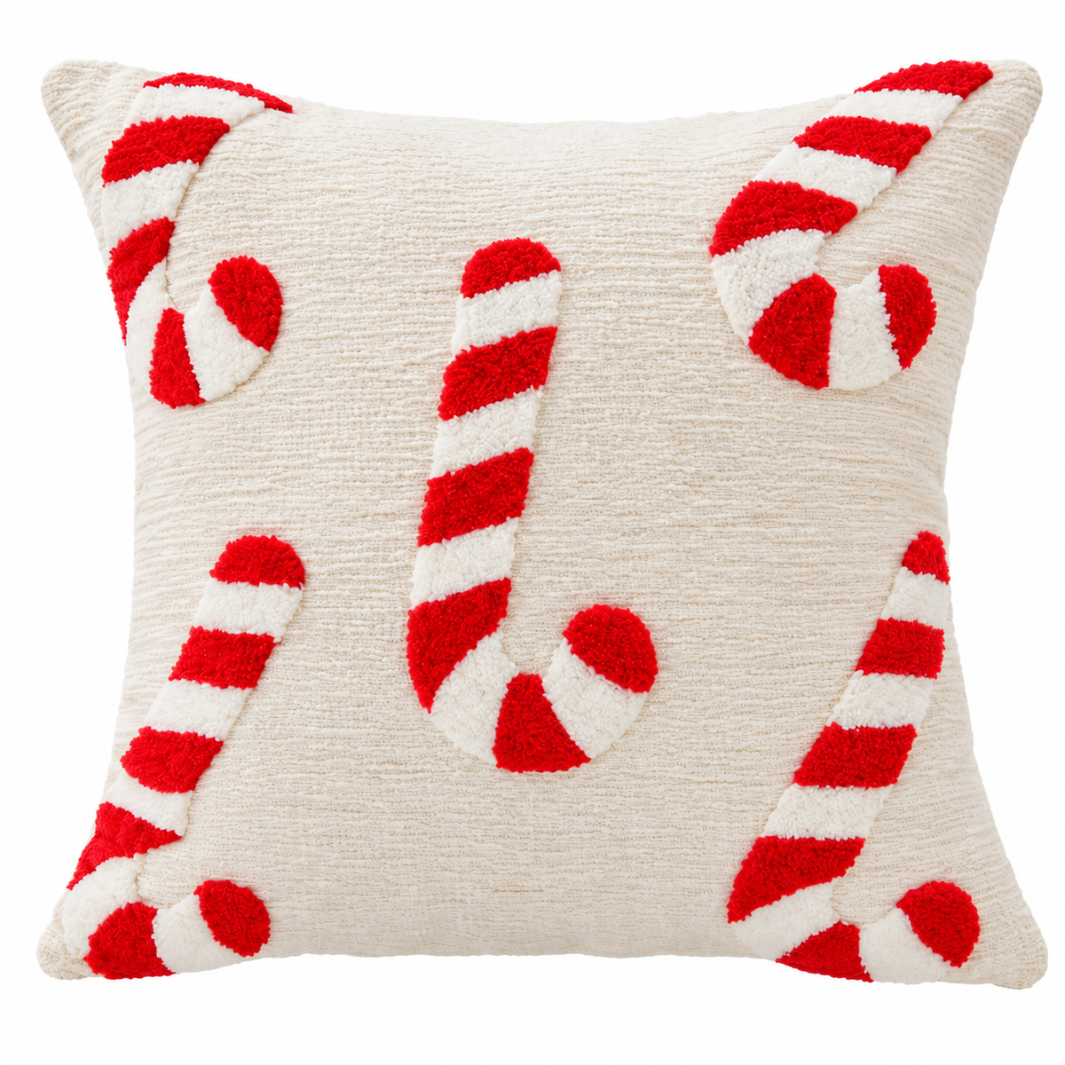 Chenille Xmas Candy Cane Pillow Cover (18"L × 18"W)