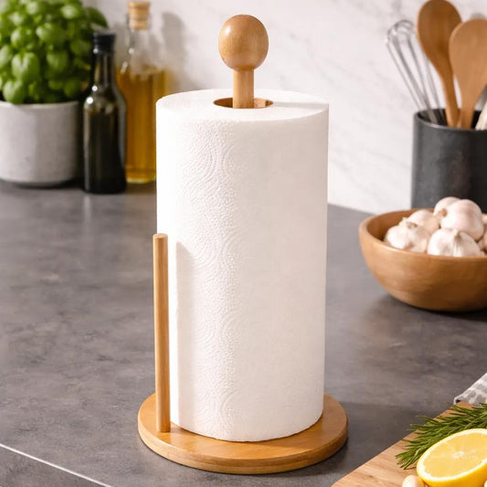 Canopy Bamboo Paper Towel Stand-Countertop Paper Towel Holder