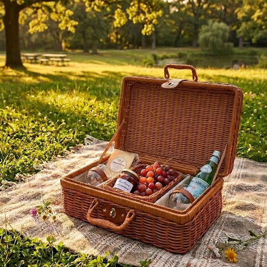 A Picnic Basket That Looks Like a Mini Suitcase-Effortless Charm, Lightweight Carry