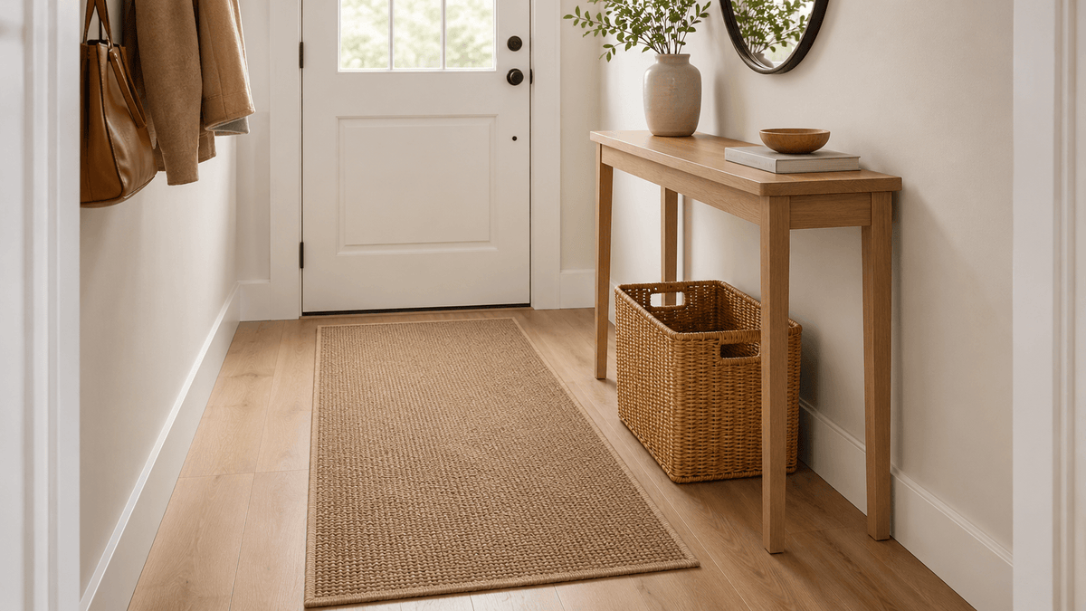 How to Organize a Narrow Entryway with a Mat and One Basket