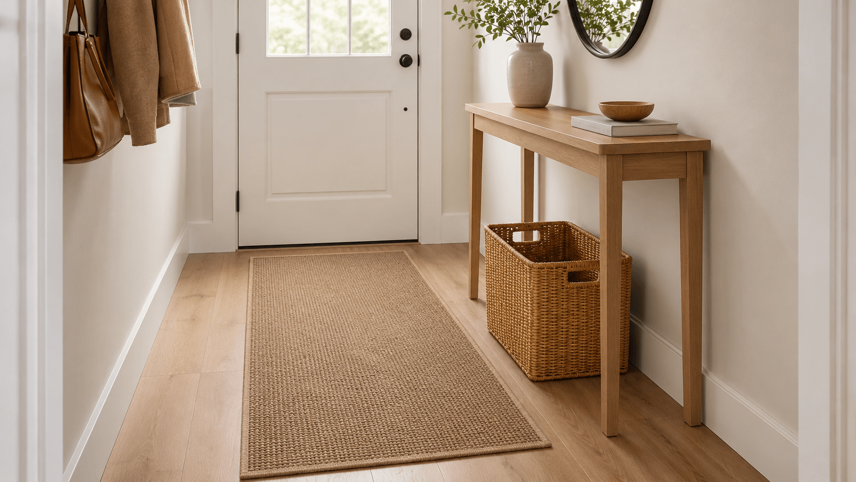 How to Organize a Narrow Entryway with a Mat and One Basket