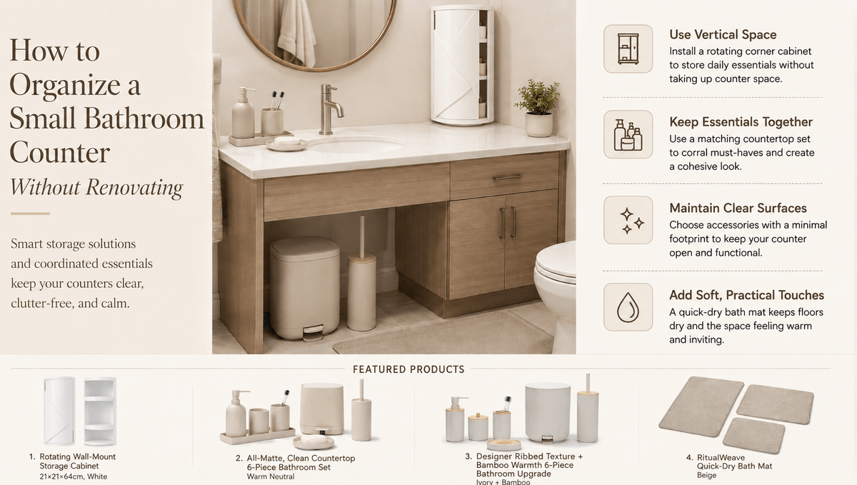 How to Organize a Small Bathroom Counter Without Renovating