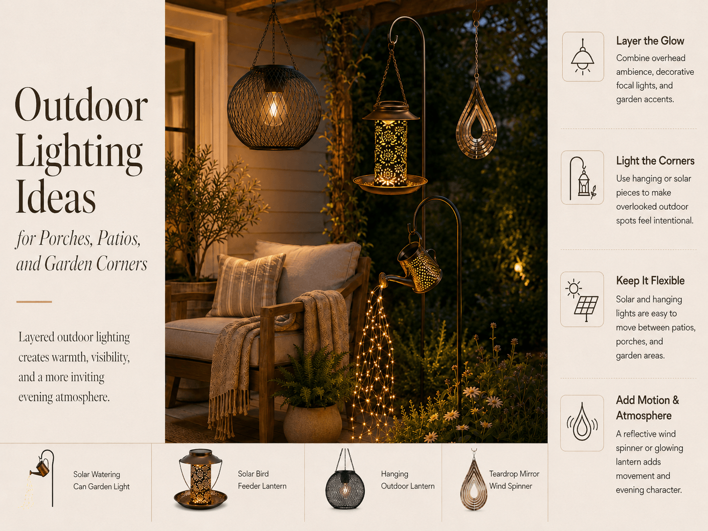 Outdoor Lighting Ideas for Porches, Patios, and Garden Corners