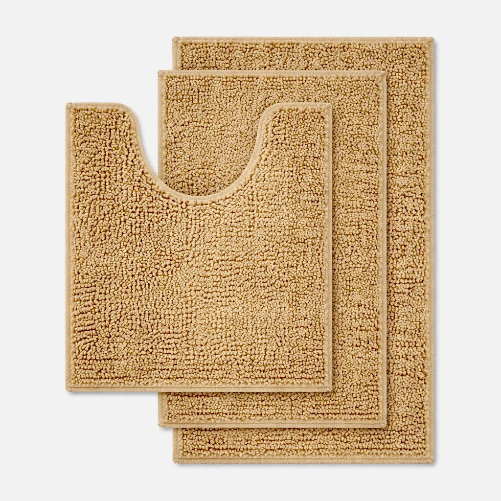 Textured TPR backing detail for bathroom mat set