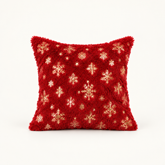 Red Snowflake Pillow Cover (20"L × 20"W)