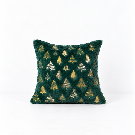 Green Xmas Tree Pillow Cover (18"L × 18"W)