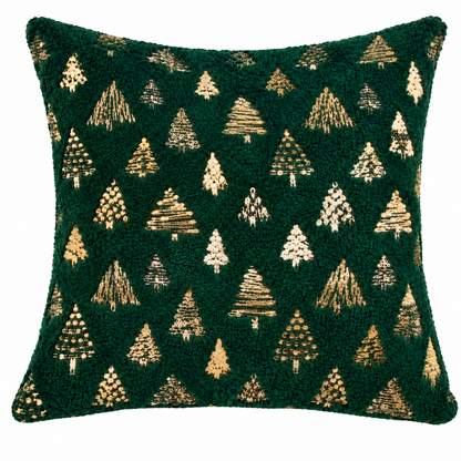 Green Xmas Tree Pillow Cover (18"L × 18"W)