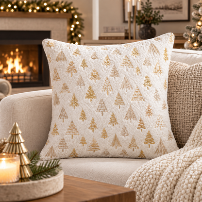 White Xmas Tree Pillow Cover (18"L × 18"W)