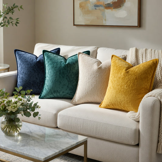 Velvet-Piped Chenille Pillow Cover-Elevated Trim Detail (Cover Only)