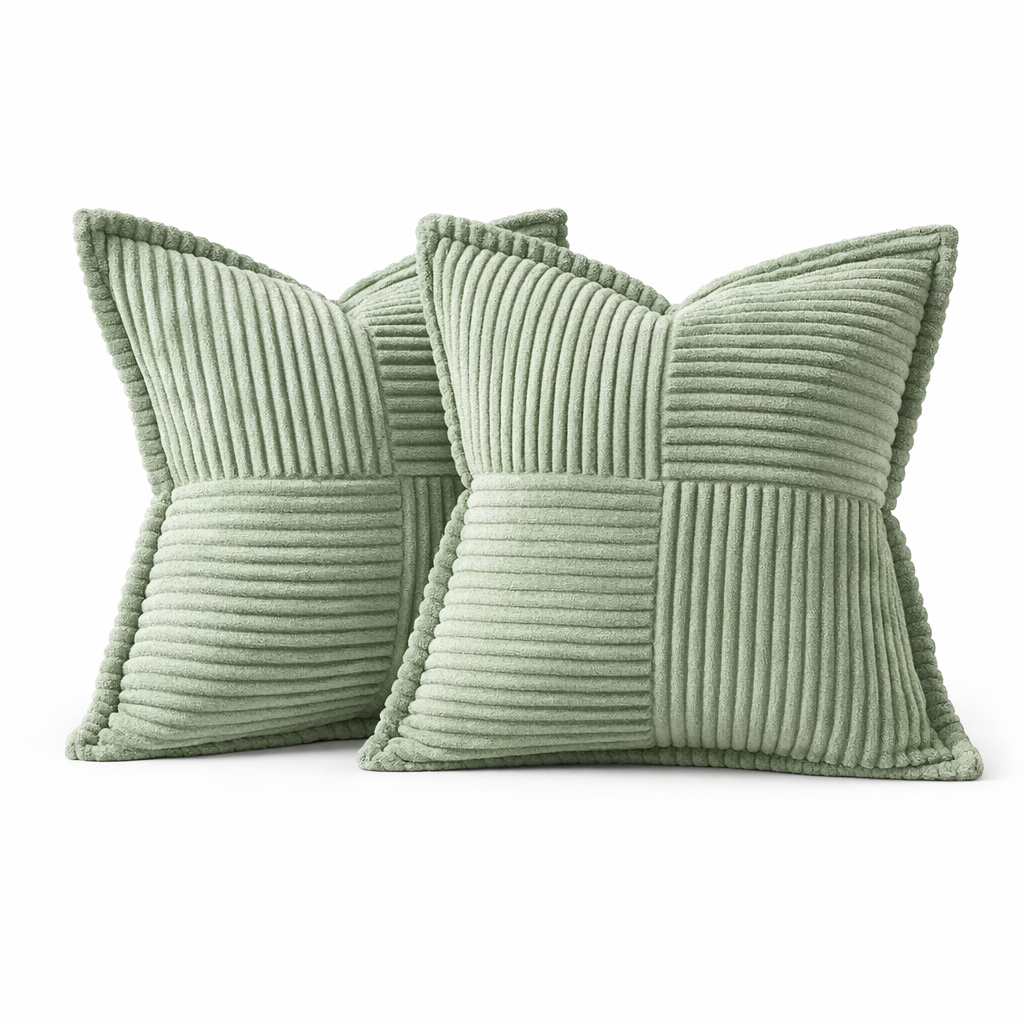 Corduroy Cross-Seam Pillow Cover-Textured Panel Patchwork
