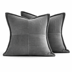 Corduroy Cross-Seam Pillow Cover-Textured Panel Patchwork