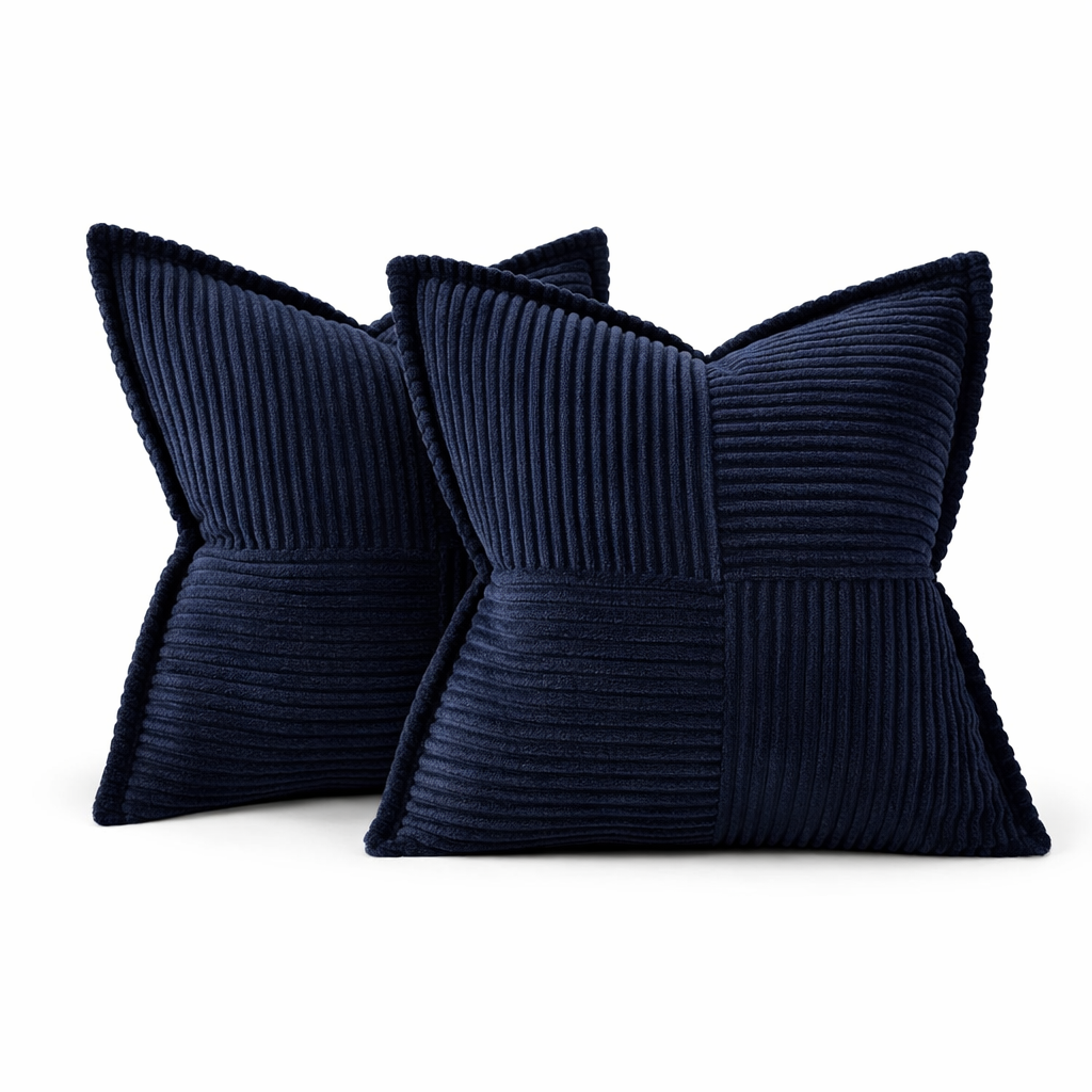 Corduroy Cross-Seam Pillow Cover-Textured Panel Patchwork