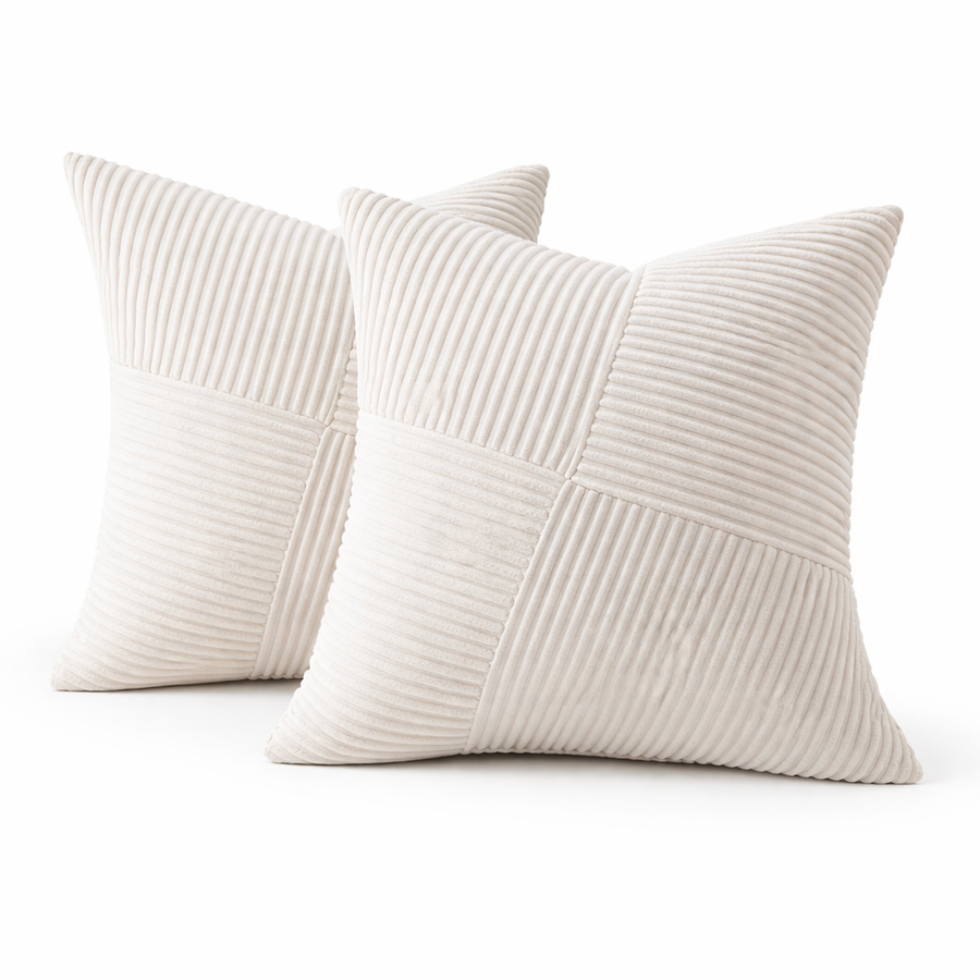 Diagonal Cross-Texture Corduroy Pillow Cover-Modern Weave Look