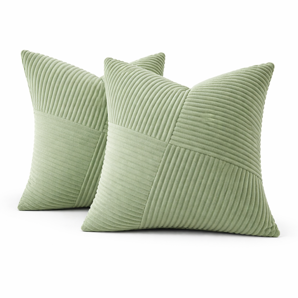 Diagonal Cross-Texture Corduroy Pillow Cover-Modern Weave Look