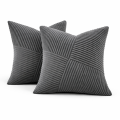 Diagonal Cross-Texture Corduroy Pillow Cover-Modern Weave Look