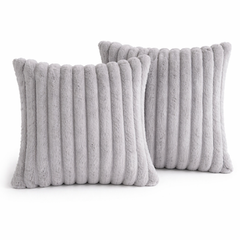 RidgePlush Ribbed Plush Pillow Cover-Faux Rabbit-Soft Texture