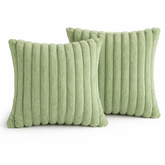 RidgePlush Ribbed Plush Pillow Cover-Faux Rabbit-Soft Texture