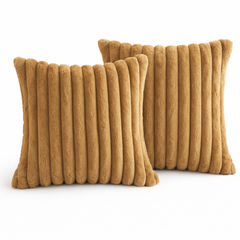 RidgePlush Ribbed Plush Pillow Cover-Faux Rabbit-Soft Texture