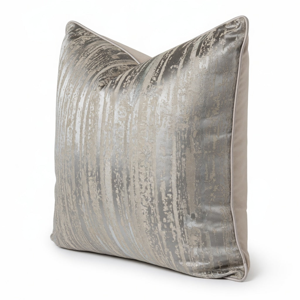 Distressed Stripe Piped Pillow Cover-18inx18in