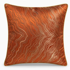 Topographic Wave Velvet-Look Pillow Cover with Gold Piping-18inx18in (Cover Only)