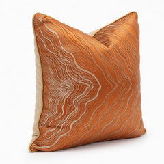 Topographic Wave Velvet-Look Pillow Cover with Gold Piping-18inx18in (Cover Only)