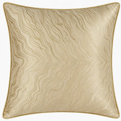 Topographic Wave Velvet-Look Pillow Cover with Gold Piping-18inx18in (Cover Only)