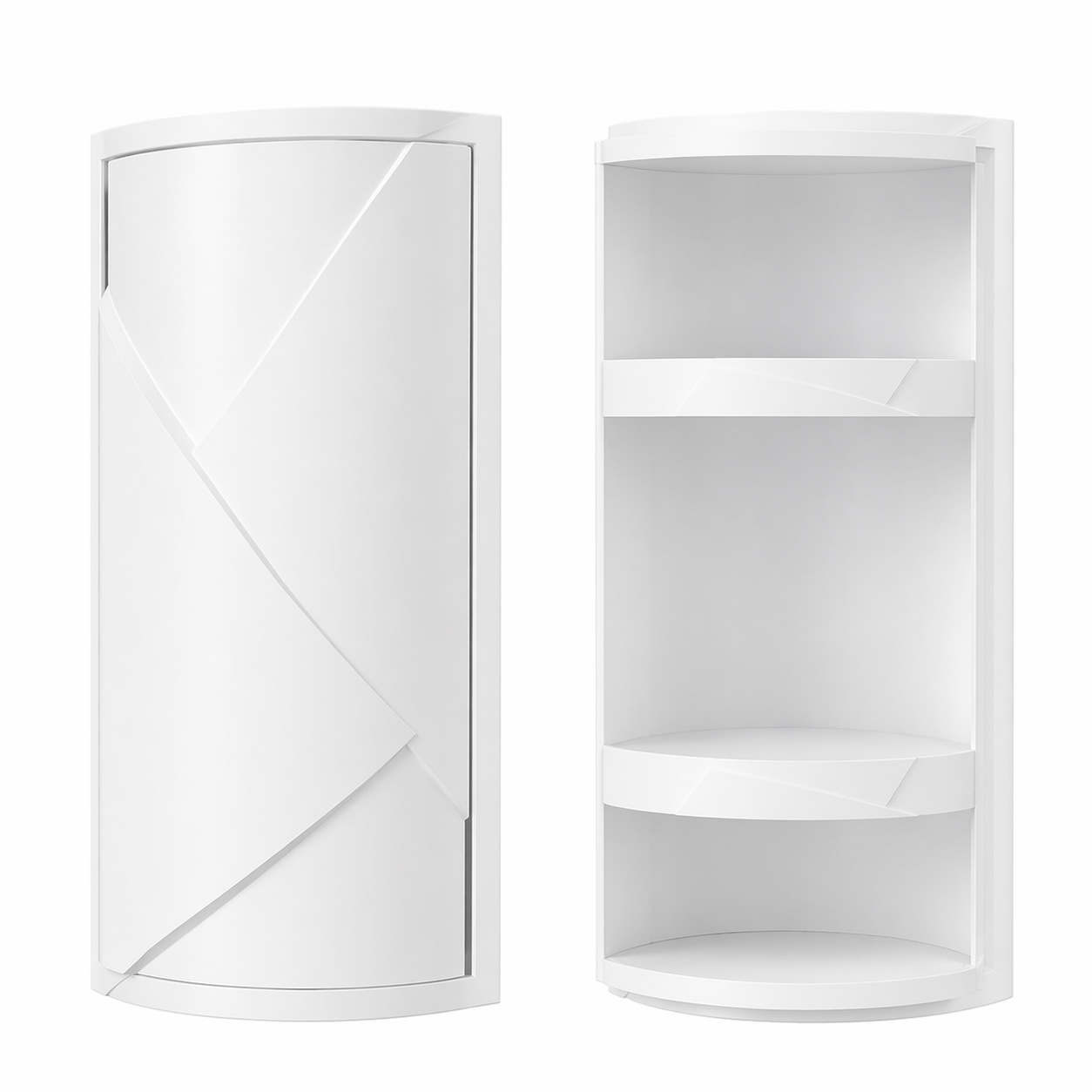 Rotating Wall-Mount Storage Cabinet, No-Drill Bathroom Organizer (21x21x60cm, White)