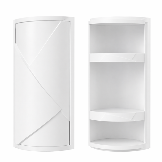 Rotating Wall-Mount Storage Cabinet, No-Drill Bathroom Organizer (21x21x60cm, White)