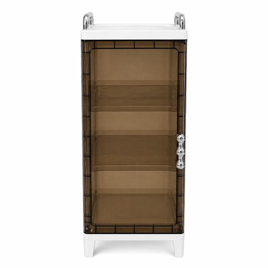 Modular Stackable Narrow Storage Cabinet with Clear Doors (White)